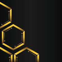 golden hexagon frame corner decoration on black background vector