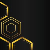 golden hexagon frame corner decoration on black background vector