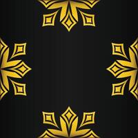 black background with abstract golden floral shape vector