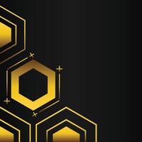 golden hexagon frame corner decoration on black background vector