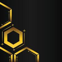 golden hexagon frame corner decoration on black background vector