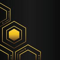 golden hexagon frame corner decoration on black background vector