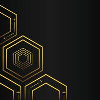 golden hexagon frame corner decoration on black background vector