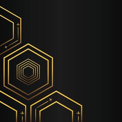 golden hexagon frame corner decoration on black background