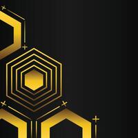 golden hexagon design on black background vector