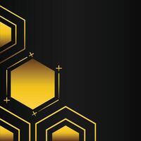 golden hexagon frame corner decoration on black background vector