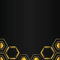 golden hexagon design on black background vector