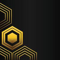 golden hexagon frame corner decoration on black background vector