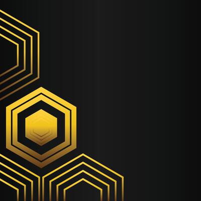 golden hexagon frame corner decoration on black background