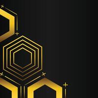 golden hexagon frame corner decoration on black background vector