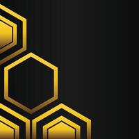 golden hexagon frame corner decoration on black background vector