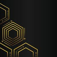 golden hexagon frame corner decoration on black background vector