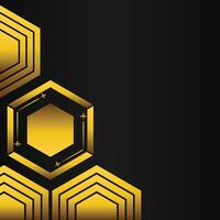 golden hexagon frame corner decoration on black background vector
