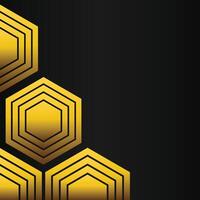 golden hexagon frame corner decoration on black background vector