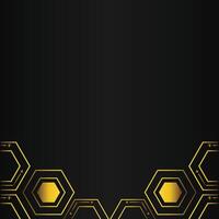 golden hexagon design on black background vector