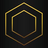 luxury black background with abstract golden geometric hexagon shape vector