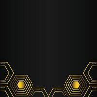 golden hexagon design on black background vector