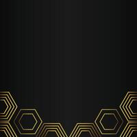 golden hexagon design on black background vector