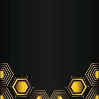 golden hexagon design on black background vector