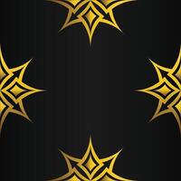 black background with abstract golden floral shape vector