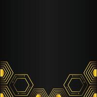golden hexagon design on black background vector