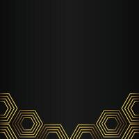 golden hexagon design on black background vector
