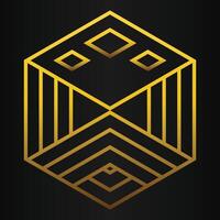 luxury black background with abstract golden geometric hexagon shape vector
