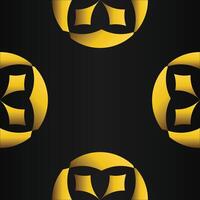 black background with abstract golden floral shape vector