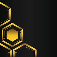 golden hexagon frame corner decoration on black background vector