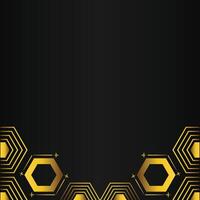golden hexagon design on black background vector