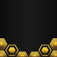 golden hexagon design on black background vector