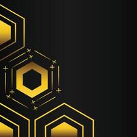 golden hexagon frame corner decoration on black background vector