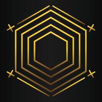 luxury black background with abstract golden geometric hexagon shape vector