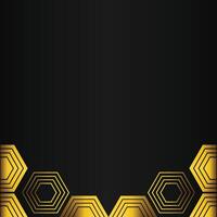 golden hexagon design on black background vector