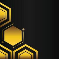 golden hexagon frame corner decoration on black background vector