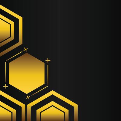 golden hexagon frame corner decoration on black background