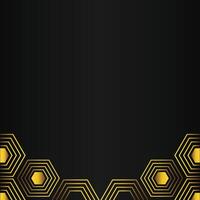 golden hexagon design on black background vector