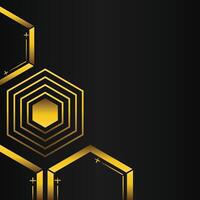 golden hexagon frame corner decoration on black background vector