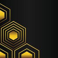 golden hexagon frame corner decoration on black background vector