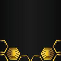 golden hexagon design on black background vector