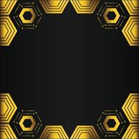 golden hexagon frame design on black background vector