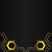 golden hexagon design on black background vector
