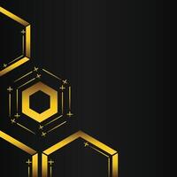 golden hexagon frame corner decoration on black background vector