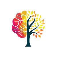 Brain tree logo concept design. vector