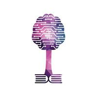 Brain connection tree logo concept design. vector