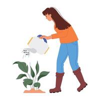 WeA flat character illustration of girl watering plants b vector