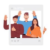 WebA flat character illustration of online friends post vector