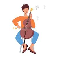 WA flat style illustration of cello player eb vector