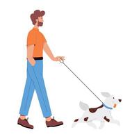 WebDog walking with a man, flat style illustration vector