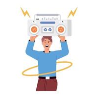 WebA flat style illustration of a man doing zumba dance vector
